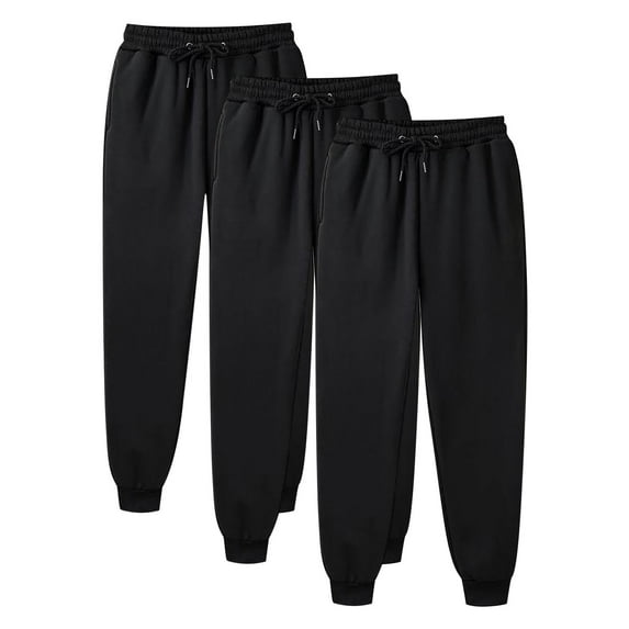 lmcalzta 3PCS Joggers for Women Men Fleece Thermal Drawstring Elastic Waisted Sweatpants with Pockets Workout Running Trousers