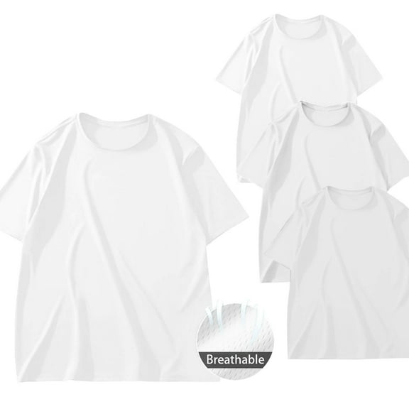 lmcalzta 3PCS Plus Size Men's Short Sleeve T-Shirt Crew Neck Tshirts Basic Plain Tees M-5XL