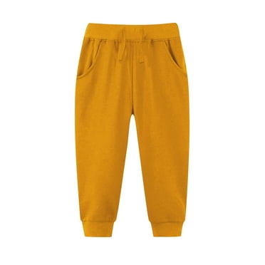 lmcalzta Baby Girls Boys Sweatpants Drawstring Elastic Waisted Joggers with Pockets Fall Winter Causal Solid Color Athletic Trousers 2-7 Years