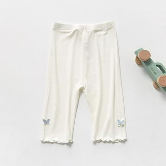 lmcalzta Baby Girls Clothes Summer Cotton Pants Stretch Elastic Waisted Pants Casual Soft Comfy Toddler Pants Solid Color