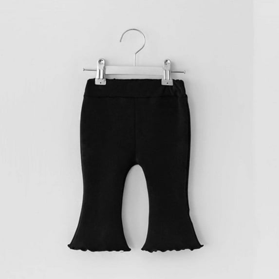 lmcalzta Baby Infant Girls Clothes Bell Bottom Pants Child Cotton Pants Fall Winter Casual Loose Trousers Solid Color