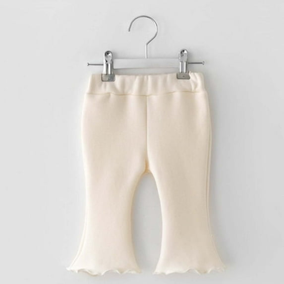 lmcalzta Baby Infant Girls Clothes Bell Bottom Pants Child Cotton Pants Fall Winter Casual Loose Trousers Solid Color