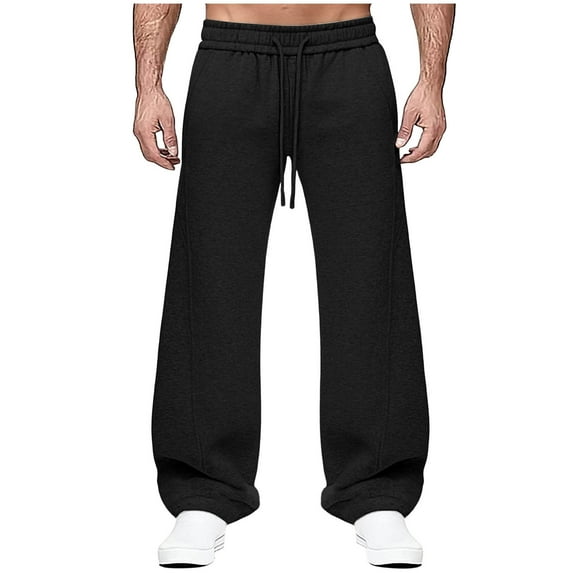 lmcalzta Baggy Sweatpants for Men Fleece Lined Workout Gym Running Athletic Pants with Pockets and Drawstring(M-5XL)