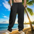 thumbnail image 1 of lmcalzta Baggy Sweatpants for Men Loose Cotton Linen Track Pants with Pockets Drawstring Beach Trousers, 1 of 9