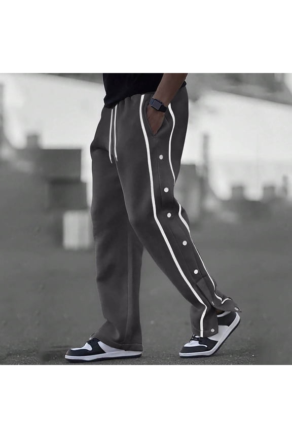 Basketball Pants for Men High Split Snap Button Casual Post-Surgenry Sweatpants with Pockets(S-3XL)
