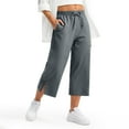thumbnail image 1 of lmcalzta Capis Pants for Women High Waisted Loose Drawstring Lounge Pants Summer Casual Wide Leg Capris, 1 of 8
