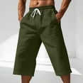 thumbnail image 1 of lmcalzta Capri Pants for Men Drawstring Elastic Waisted Linen Lightweight Lounge Pants Solid Color, 1 of 6