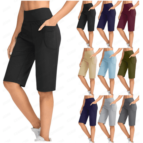 lmcalzta Capris Shorts for Women High Waist Loose Comfy Yoga Pants Summer Beach Workout Athletic Trousers with Pockets