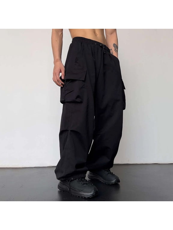 Cargo Pants For Men Baggy Drawstring Elastic Waisted Oversized Joggers With Multi Pockets Lightweight Casual Loose Trousers