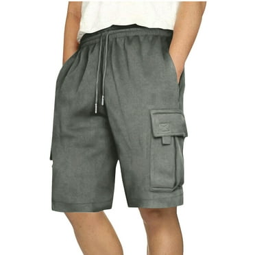lmcalzta Cargo Shorts for Men Drawstring Elastic Waist Gym Shorts with Multi Pockets Casual Athletic Shorts