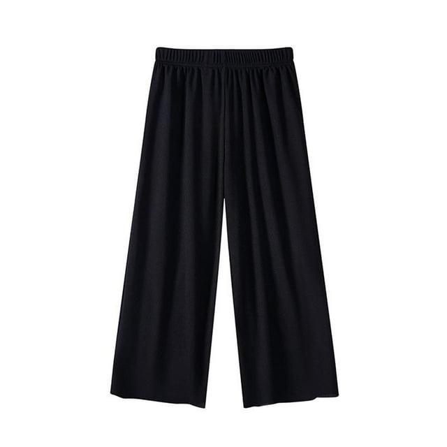 lmcalzta Child Girls Wide Leg Pants Elastic Waisted Toddler Clothes for Baby Stretch Lightweight Causal Trousers Solid Color