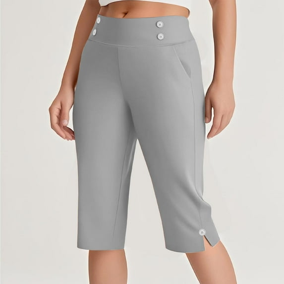 lmcalzta Dress Capri Pants for Women High Waisted Stretch Summer Slacks Golf Dress Work Pants(S-5XL)
