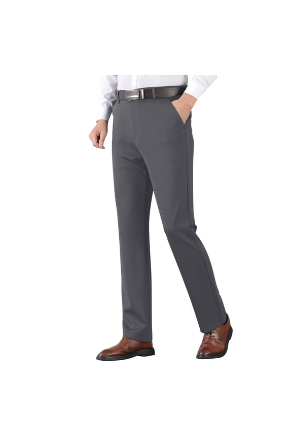 Dress Pants for Men Business Work Office Stretch Regular Fitted Pants with Pockets Casual Solid Color Classic Trousers