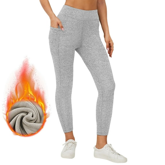 lmcalzta Fleece Lined Leggings for Women with Pockets Thermal Leggings Winter High Waisted Yoga Pants