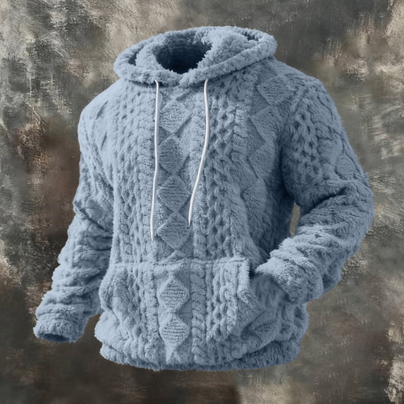 lmcalzta Fuzzy Hoodies for Men with Pockets Workout Gym Running Athletic Sweatshirts Fall Winter