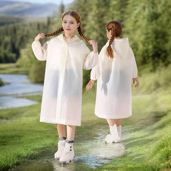 lmcalzta Girls Boys Raincoats with Hooded Kids Rain Jackets Waterproof Elastic Cuffs to School Hiking 3-14 Years