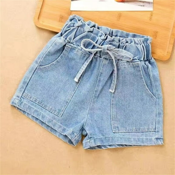 lmcalzta Girls Denim Shorts Girls Mini Jeans 3-13 Years Baby Girls Shorts Fashion Casual Summer Lightweight Denim Shorts