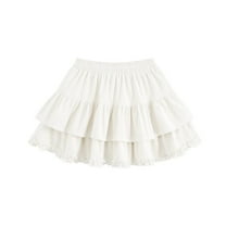 lmcalzta Girls Mini Ruffle Skirts High Elastic Waist Tiered Short Skirts for Toddler Kids 1-9 Years