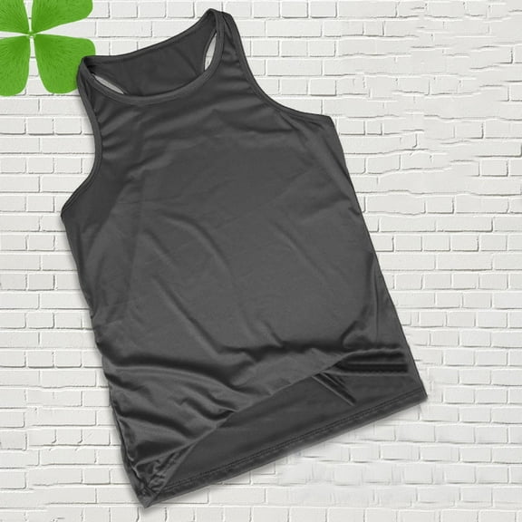 lmcalzta Gym Tank Tops for Men Crew Neck Racerback Sleeveless Undershirts Summer Workout Athletic Tshirts