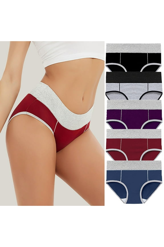 High Waisted Underwear for Women Cotton No Muffin Top Full Coverage Briefs Stretch Ladies Panties 5 Pack(M-5XL)