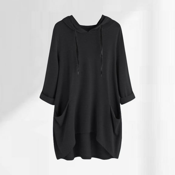lmcalzta Hoodie for Women Plus Size Long Sleeve Drop Shoulder Casual Loose Fashion Fall Sweatshirts with Pockets