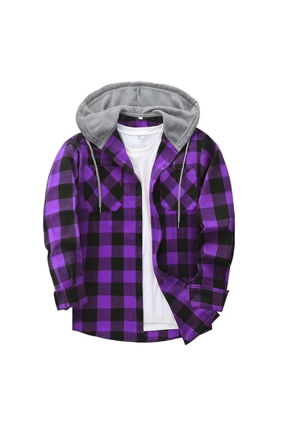 Hoodies for Men Flannel Shirts Button down Casual Plaid Jackets for Men Long Sleeve Stylish with Pockets