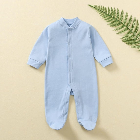 lmcalzta Infant Clothes for Boys Girls Baby Rompers Button up Cotton Bodysuits Fall Winter Solid Color Casual Newborn Jumpsuits