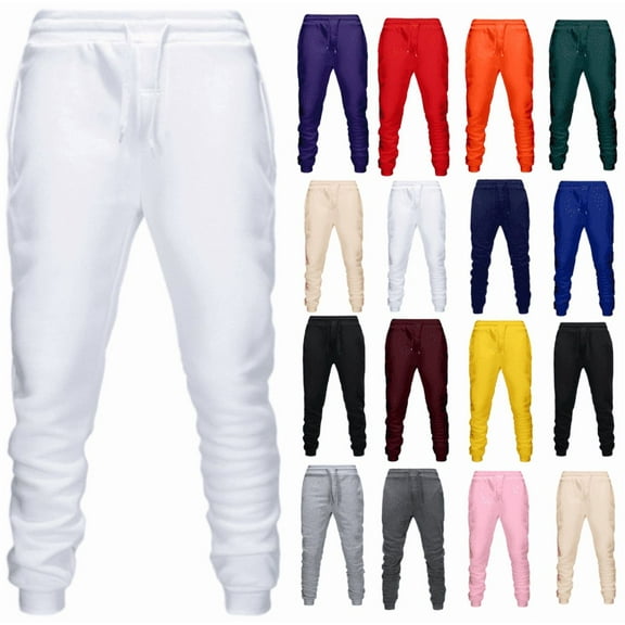 lmcalzta Joggers for Men Drawstring Silm Fitted Sweatpants Tapered Gym Running Workout Trousers with Deep Pockets