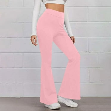 lmcalzta Leggings for Women High Waisted Stretch Skinny Slimming Yoga Flare Pants Casual Solid Color Running Workout Trousers