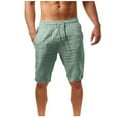 thumbnail image 1 of lmcalzta Linen Short Men Elastic Waist Drawstring Sweatpants with Pockets Casual Summer Beach Lightweight Pants, 1 of 5