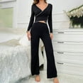 thumbnail image 1 of lmcalzta Lounge Sets for Women Long Sleeve Sexy Pajamas Set 2 Piece Outfits Tops and Pants Sleepwear Homewear, 1 of 8
