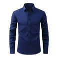 thumbnail image 1 of lmcalzta Men's Shirts Long Sleeve Button down Lapel Collar Untucked Slim Fitted Shirt Wrinkle Free Dress Shirts, 1 of 8