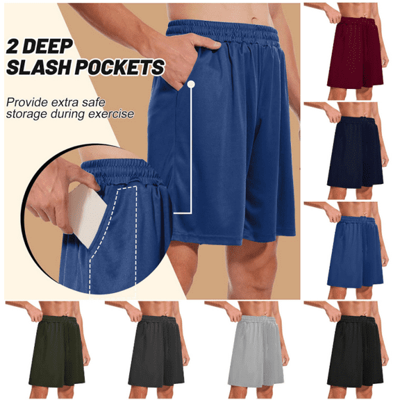 lmcalzta Mens Athletic Shorts Drawstring Elastic Waist Shorts Loose Workout Running Shorts with Pockets