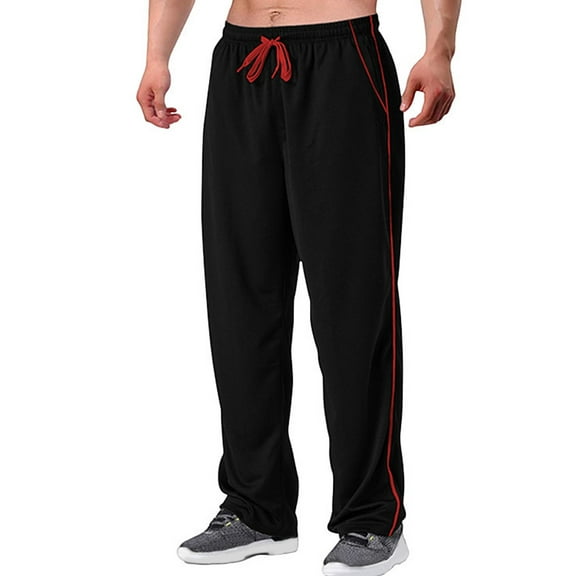 lmcalzta Mens Athletic Sweatpants Drawstring Stright Leg Active Workout Gym Running Trousers with Pockets
