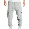 thumbnail image 1 of lmcalzta Mens Cargo Pants Fleece Lined Drawstring Elastic Waisted Joggers With Multi Pockets Oversized Trendy Casual Trousers, 1 of 6