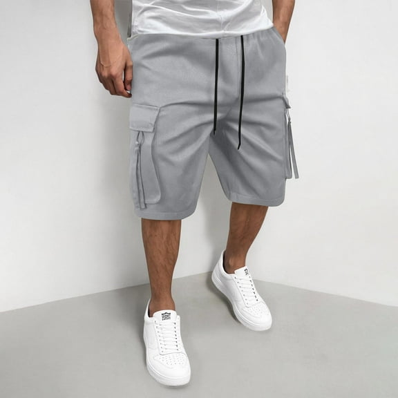 lmcalzta Mens Cargo Shorts Casual Drawstring Loose Fitted Lightweight Quick Drying Fishing Hiking Shorts