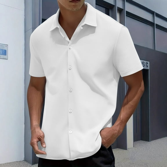 lmcalzta Mens Dress Shirts Button down Short Sleeve Casual Shirts Beach Summer Wedding Shirts,Assorted in 12 Colors