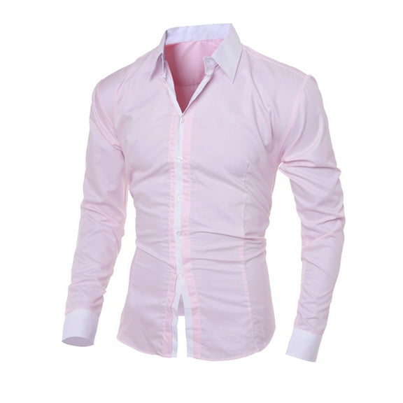 lmcalzta Mens Dress Shirts Long Sleeve Button down Slim Fitted Stretch Shirt Business Work Office Casual Shirts Tops