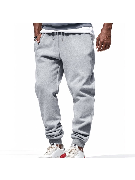 Mens Fleece Joggers Sweatpants with Pockets Drawstring Elastic Waist Gym Athletic Work Trousers(S-3XL)