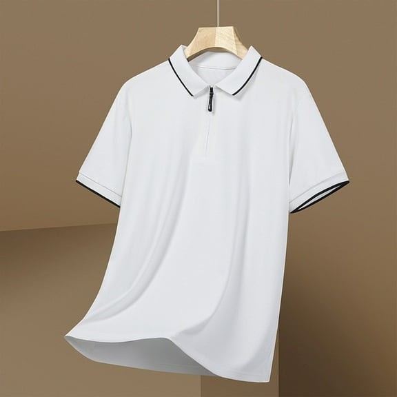 lmcalzta Mens Golf Shirts Quick Drying Breathable Short Sleeve Loose Soft Moisture-Wicking Performance Work Shirts(M-4XL)