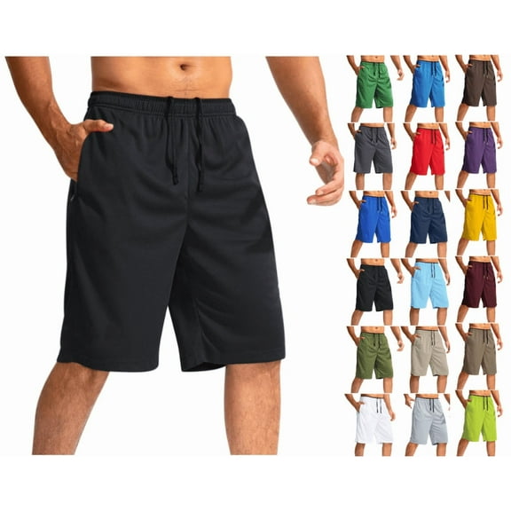 lmcalzta Mens Gym Shorts Drawstring Elastic Waist Mesh Breathable Activewear Workout Running Basketball Shorts with Pockets,S-3xl