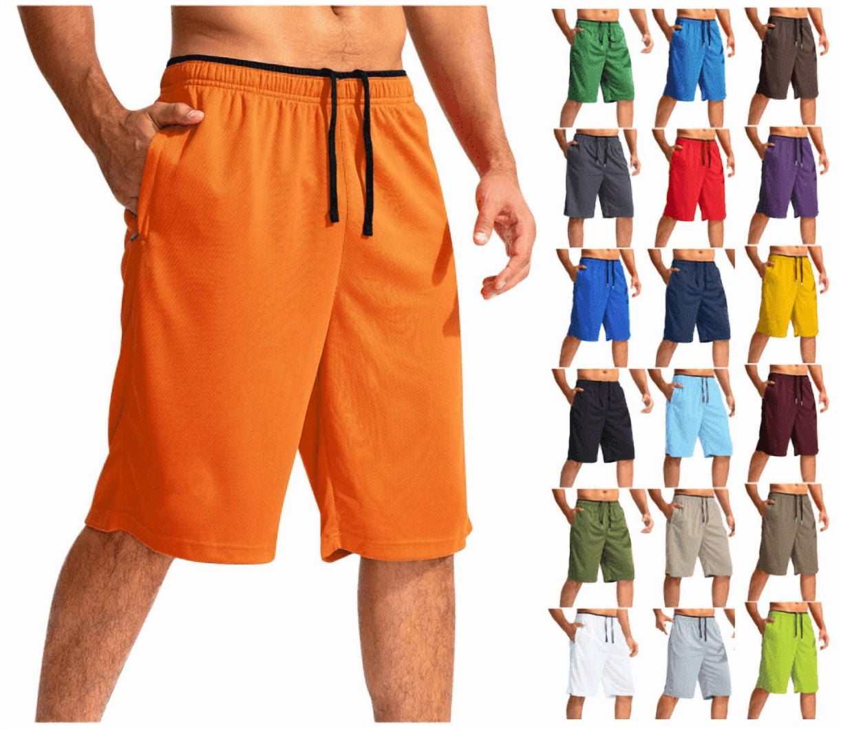 Mens Gym Shorts Drawstring Elastic Waist Mesh Breathable Activewear Workout Running Basketball Shorts with Pockets,S-3xl