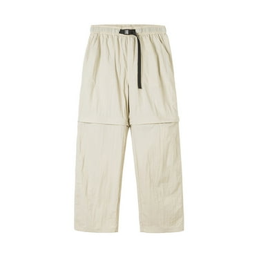 lmcalzta Mens Hiking Pants Elastic Waisted Quick Dry Lightweight Zip off 2 in 1 Trousers Outdoor Fishing Camping Pants