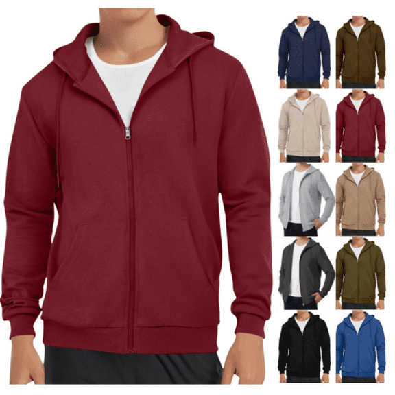 lmcalzta Mens Hoodie Full Zip up Fleece Sweatshirts with Pockets Classic Fitted Running Workout Pullover(S-4xl)
