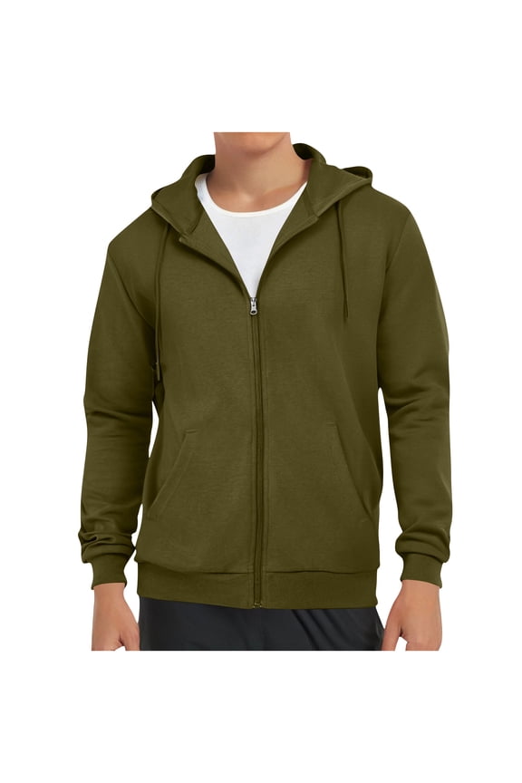 Mens Hoodie Full Zip up Fleece Sweatshirts with Pockets Classic Fitted Running Workout Pullover(S-4xl)