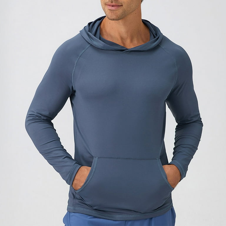 lmcalzta Mens Hoodies Quick Drying Stretch Lightweight Running Sweatshirts Fall Slim Fitted Gym Workout Athletic Hoodie