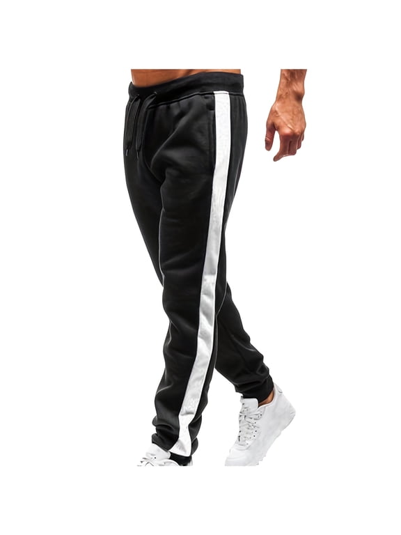 Mens Joggers with Zipper Pockets Fleece Lightweight Drawstring Elastic Waisted Pants Casual Workout Gym Trousers