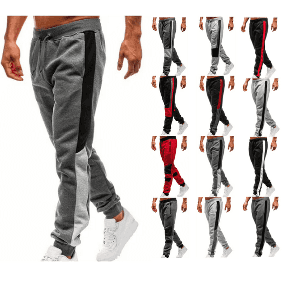 lmcalzta Mens Joggers with Zipper Pockets Fleece Lightweight Drawstring Elastic Waisted Pants Casual Workout Gym Trousers