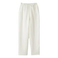thumbnail image 1 of lmcalzta Mens Linen Pants Summer Wide Leg Cotton Drawstring Elastic Waist Lounge Pants with Pockets Casual, 1 of 3