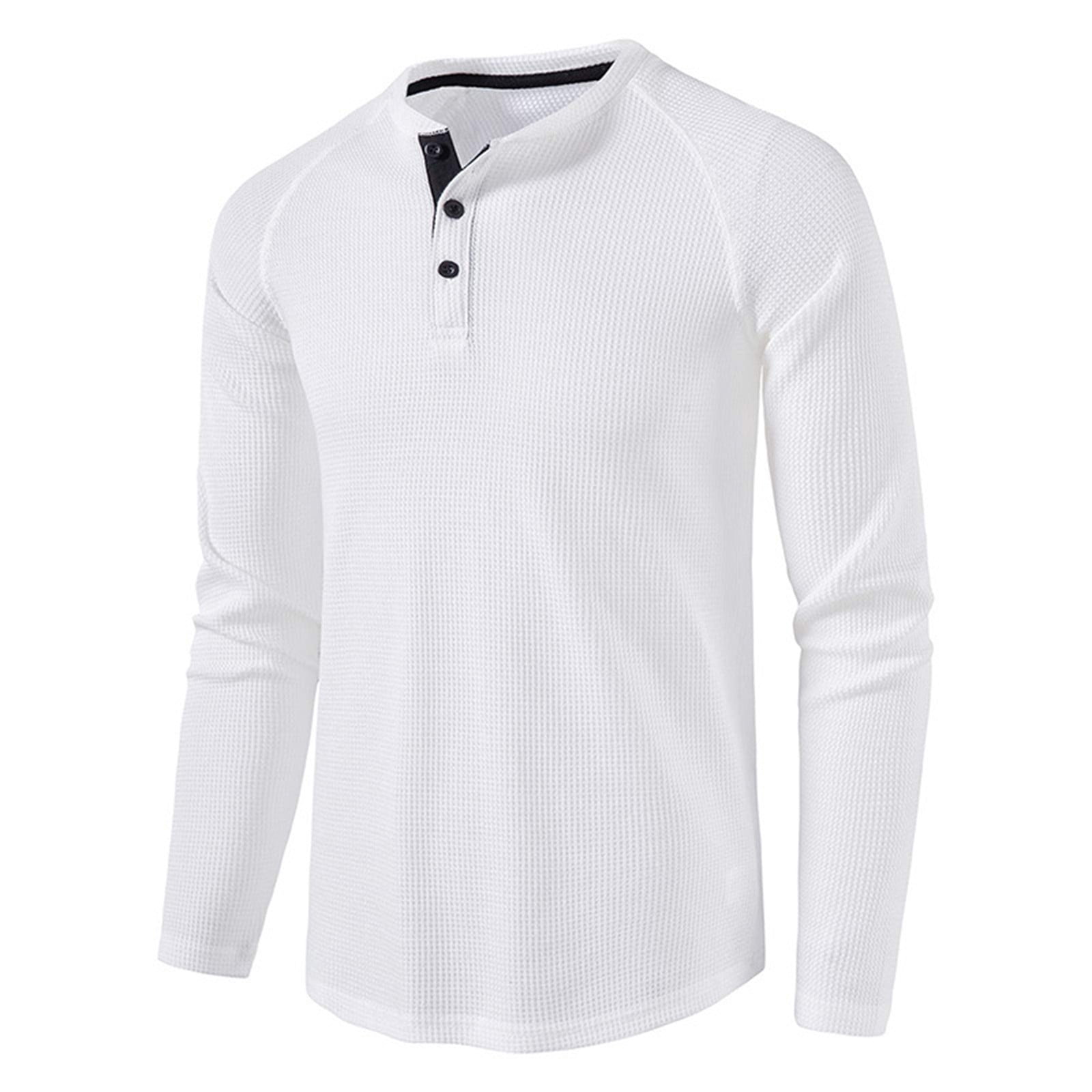 lmcalzta Mens Long Sleeve Button Shirts Button Fall Knitted T Shirts
